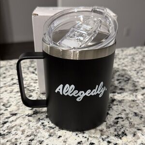 Sahije ‘Allegedly’ Black Insulated Stainless Steel Mug with Lid.